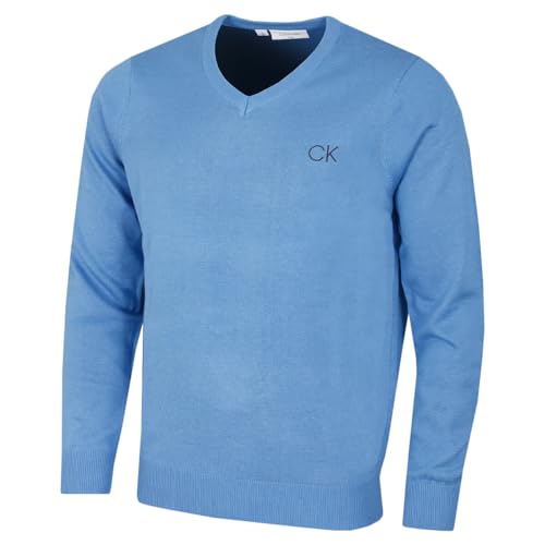 Calvin Klein Golf Herren V-Ausschnitt-Tour Sweater - Blau Marl - M von Calvin Klein