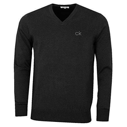 Calvin Klein Golf Herren V-Ausschnitt-Tour Sweater - Charcoal Marl - XXL von Calvin Klein