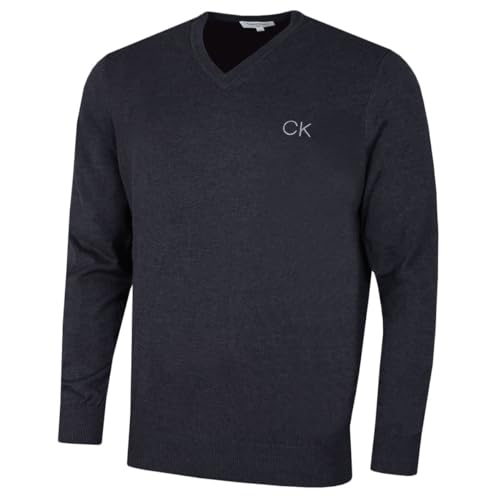 Calvin Klein Golf Herren V-Ausschnitt-Tour Sweater - Denim Marl - XL von Calvin Klein