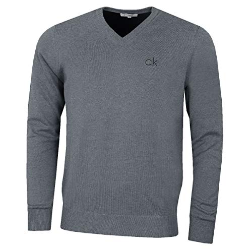 Calvin Klein Golf Herren V-Ausschnitt-Tour Sweater - Grau Marl - L von Calvin Klein