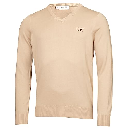 Calvin Klein Golf Herren V-Ausschnitt-Tour Sweater - Latté - L von Calvin Klein