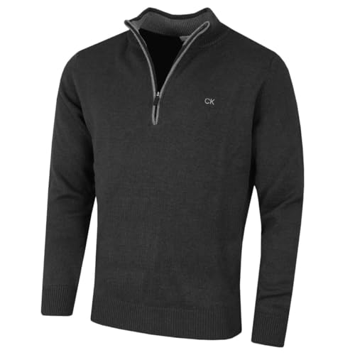 Calvin Klein Golf Herren Baumwollpullover - Holzkohle - L von Calvin Klein