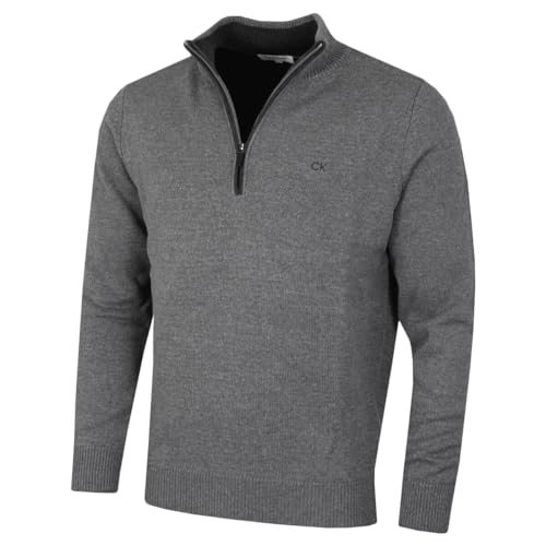 Calvin Klein Golf Herren Baumwollpullover - Marl Grau - XL von Calvin Klein