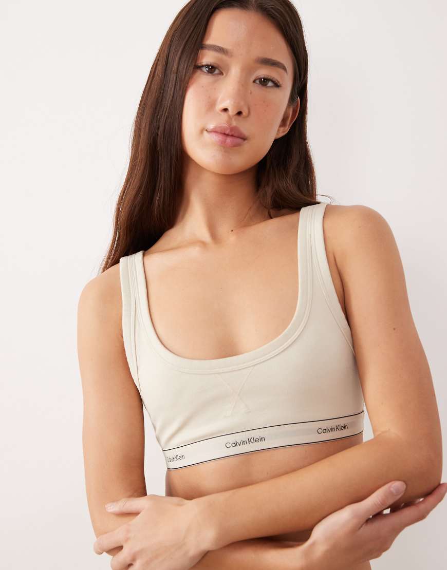 Calvin Klein - Heritage - Bustier aus Baumwolle in Austernbeige-Grau von Calvin Klein