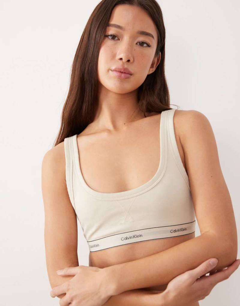 Calvin Klein - Heritage - Bustier aus Baumwolle in Austernbeige-Grau von Calvin Klein