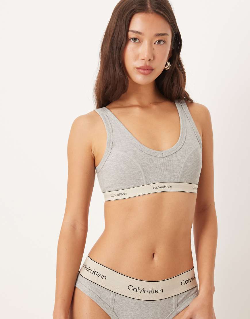 Calvin Klein - Heritage Cotton - Leicht gefütterter Triangel-BH in Heidegrau von Calvin Klein