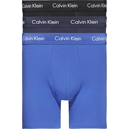 Calvin Klein Herren 3er Pack Boxer Briefs Baumwolle mit Stretch, Mehrfarbig (Black/Blueshadow/Cobaltwater Dtm Wb), L von Calvin Klein