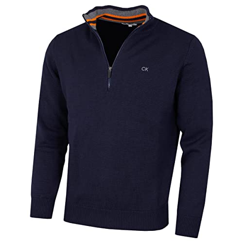 Calvin Klein Herren 1/2 Zip CK Golf Pullover - Navy/Orange - S von Calvin Klein