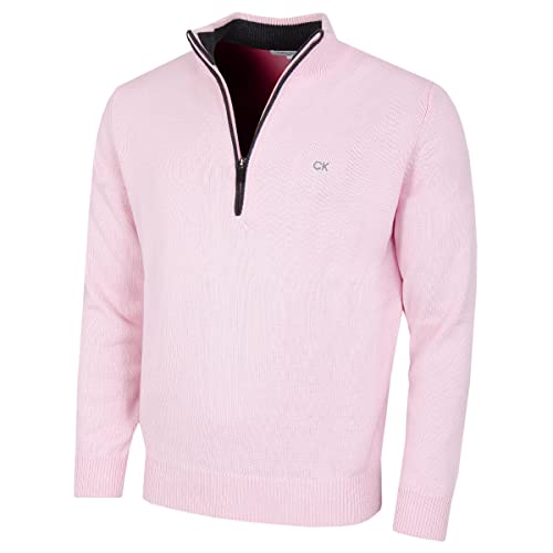 Calvin Klein Herren 1/2 Zip CK Golf Pullover – Pink – L von Calvin Klein