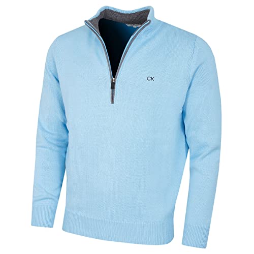 Calvin Klein Herren 1/2 Zip CK Golfpullover – Babyblau – L von Calvin Klein