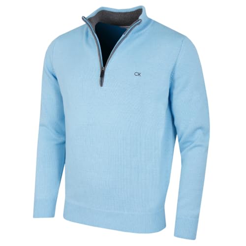 Calvin Klein Herren 1/2 Zip CK Golfpullover – Babyblau – XXL von Calvin Klein