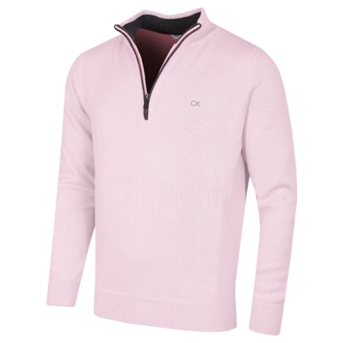 Calvin Klein Herren 1/2 Zip CK Golfpullover – Rosa – XXXXL von Calvin Klein