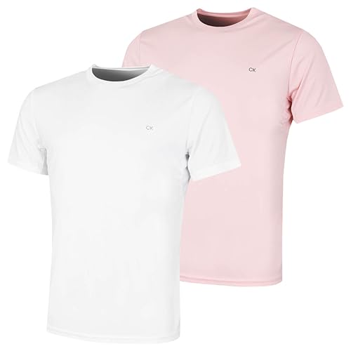 Calvin Klein Herren 2 Pack Tech T-Shirt – Weiß/Luftrosa – M von Calvin Klein