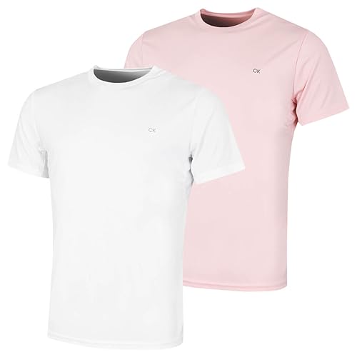 Calvin Klein Herren 2 Pack Tech T-Shirt – Weiß/Luftrosa – XL von Calvin Klein