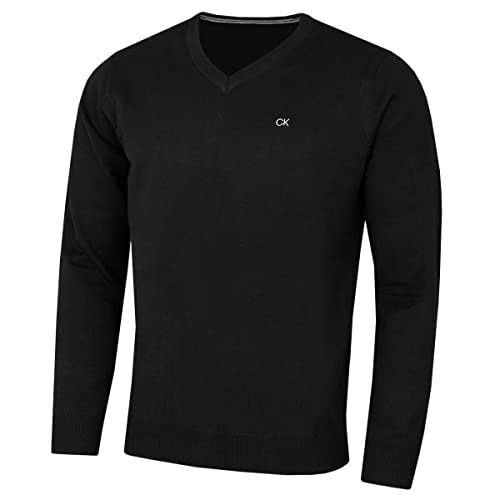 Calvin Klein Herren V-Ausschnitt Soft Cotton Pullover - Schwarz - XXXXL von Calvin Klein