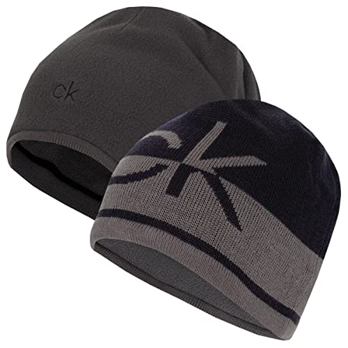 Calvin Klein Herren CK Reversible Knit Beanie Mütze - Navy/Charcoal - Einheitsgröße Calvin Klein Herren CK Reversible Knit Beanie Mütze - Navy/Charcoal - Einheitsgröße von Calvin Klein