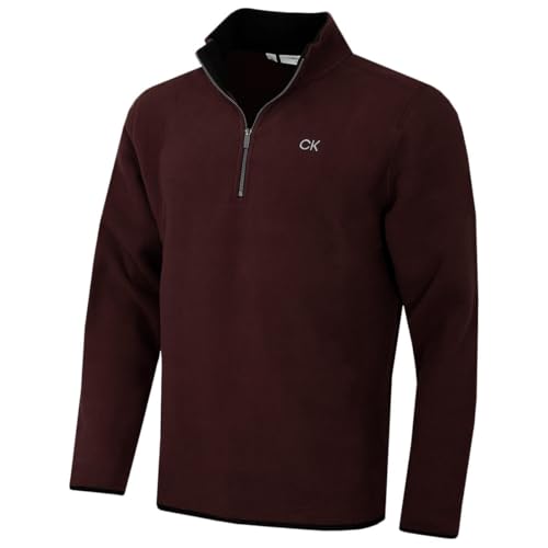 Calvin Klein Herren 2025 Polar Fleece 1/2 Zip Golfpullover - Burgund - XXXL von Calvin Klein