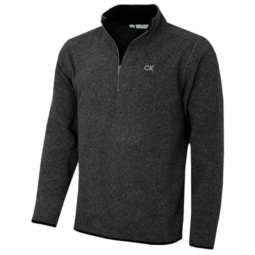 Calvin Klein Herren 2025 Polar Fleece 1/2 Zip Golfpullover - Kohle-Mergel - L von Calvin Klein