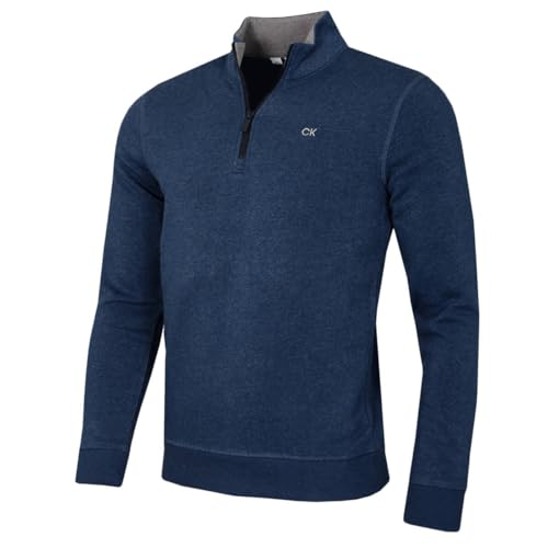 Calvin Klein Herren 2025 Rocky Half Zip Golfpullover - Denim meliert - XXXXL von Calvin Klein