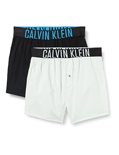 Calvin Klein Herren 2er Pack Boxershorts Baumwolle, Mehrfarbig (Black W/Signature Blue/Dragon Fly), S von Calvin Klein