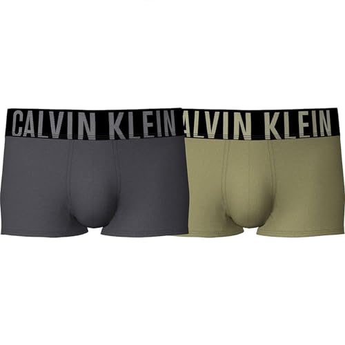 Calvin Klein Herren 2er-Pack Boxershorts Low Rise Trunk 2Pk mit Stretch, Sleek Grey/ Pistache, M von Calvin Klein