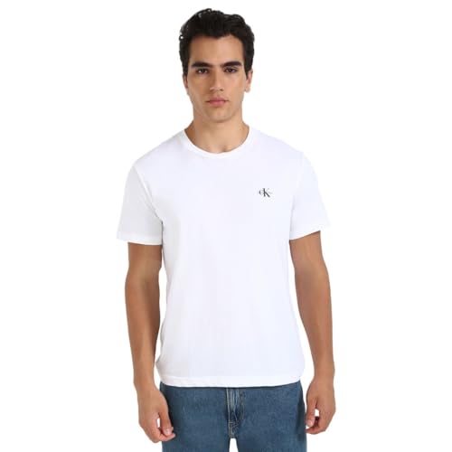 Calvin Klein Herren 2er Pack T-Shirts Kurzarm Monologo Rundhalsausschnitt, Mehrfarbig (India Ink/Bright White), XXL von Calvin Klein