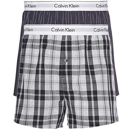 Calvin Klein Herren 2er Pack Boxershorts Unterhosen , Mehrfarbig (Ryan Stripe D Well/Hickory Plaid B), S von Calvin Klein