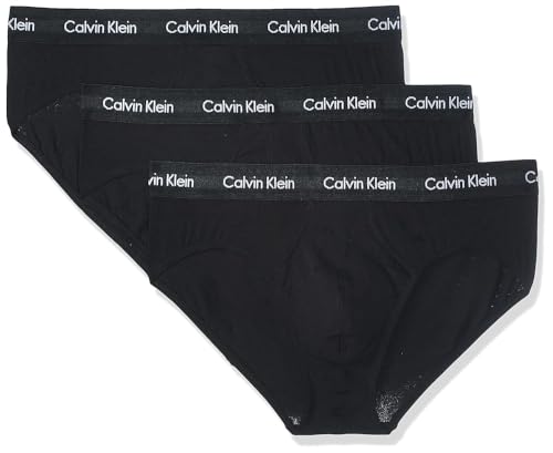Calvin Klein Herren 3er Pack Hip Briefs Unterhosen Baumwolle mit Stretch, Schwarz (Black W Black Wb), XS von Calvin Klein
