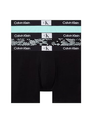 Calvin Klein Herren 3Pk 000NB3529E Boxer Briefs, Blau (Aquatic, Polka Not PRT_Aquatic, Blk), M (3er Pack) von Calvin Klein