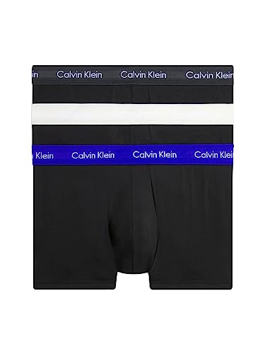 Calvin Klein Herren 3er Pack Boxershorts Low Rise Trunks Baumwolle mit Stretch, Schwarz (B- Ptm Gry, Spc Blu, Vprs Gry Wbs), S von Calvin Klein