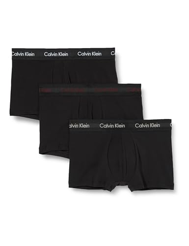 Calvin Klein Herren 3er Pack Boxershorts Low Rise Trunks Baumwolle mit Stretch, Schwarz (B- White, Twny Port, Porpoise Logos), L von Calvin Klein