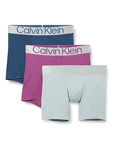 Calvin Klein Herren 3er Pack Boxer Briefs Baumwolle mit Stretch, Mehrfarbig (Amethyst/Silver Springs/Crayon Bl), M von Calvin Klein