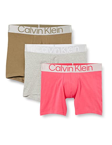 Calvin Klein Herren 3er Pack Boxer Briefs Baumwolle mit Stretch, Mehrfarbig (Cerise Lipstick/Grey Heather/Gray Olv), XS von Calvin Klein