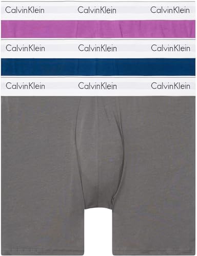 Calvin Klein Herren 3er Pack Boxer Briefs Baumwolle mit Stretch, Mehrfarbig (Eiffle Tower Poisidon Dahlia), L von Calvin Klein