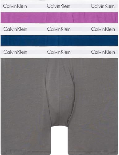 Calvin Klein Herren 3er Pack Boxer Briefs Baumwolle mit Stretch, Mehrfarbig (Eiffle Tower Poisidon Dahlia), XXL von Calvin Klein