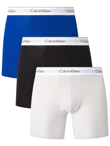 Calvin Klein Herren 3er Pack Boxer Briefs Baumwolle mit Stretch, Mehrfarbig (Mazarine Blue, Black, Lunar Rock), S von Calvin Klein