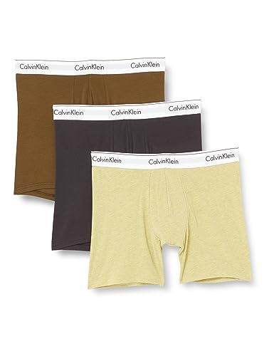 Calvin Klein Herren 3er Pack Boxer Briefs Baumwolle mit Stretch, Mehrfarbig (Sunny Lime Hthr, Phantom, Dark Olv), S von Calvin Klein