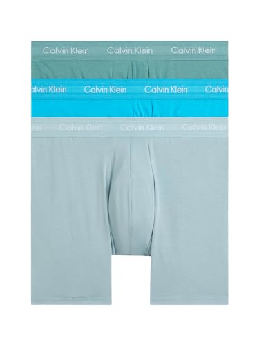 Calvin Klein Herren 3er Pack Boxer Briefs Baumwolle mit Stretch, Mehrfarbig (Vivid Blue/Arona/Sagebush Green), M von Calvin Klein