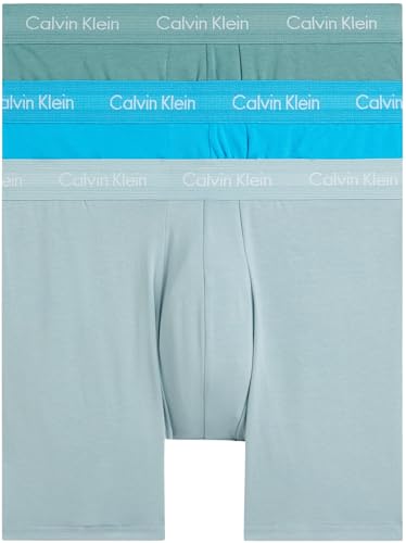 Calvin Klein Herren 3er Pack Boxer Briefs Baumwolle mit Stretch, Mehrfarbig (Vivid Blue/Arona/Sagebush Green), S von Calvin Klein