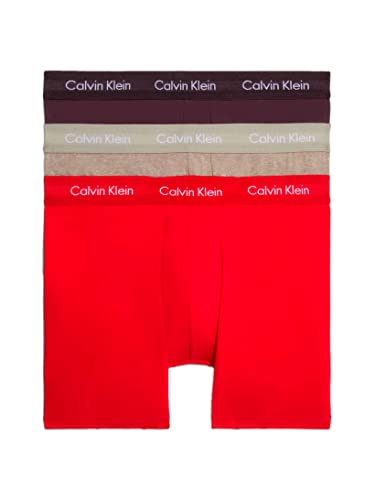 Calvin Klein Herren 3er Pack Boxer Briefs Baumwolle mit Stretch, Mehrfarbig (Pwr Plum/Fuschia Bry/Element Hthr), XS von Calvin Klein