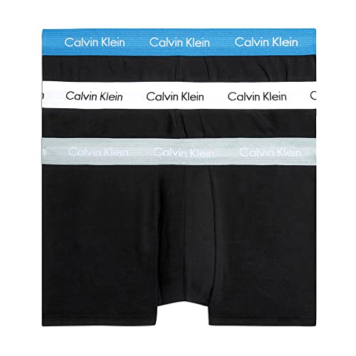 Calvin Klein Herren 3er Pack Boxershorts Low Rise Trunks Baumwolle mit Stretch, Schwarz (B-Grey Heather/Wht/Palace Blue Wb), S von Calvin Klein