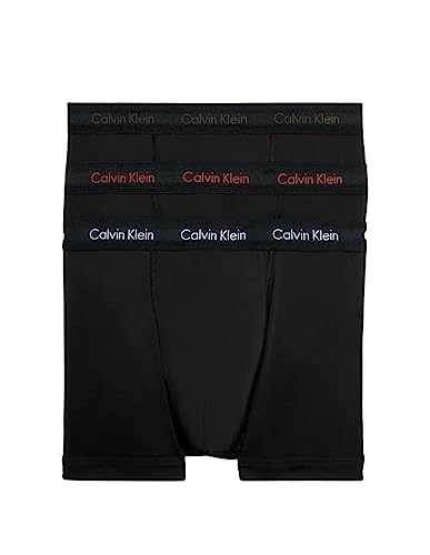 Calvin Klein Herren 3er Pack Boxershorts Trunks Baumwolle mit Stretch, Schwarz (B-Pwr Plm/Fusc Bry/Element Htr Wb), XS von Calvin Klein