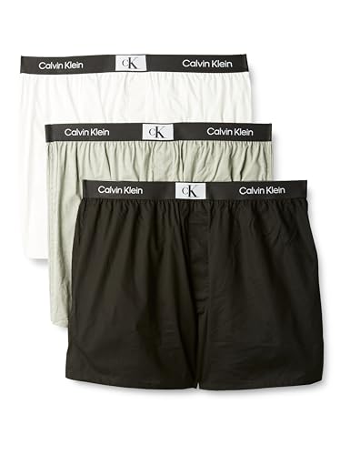 Calvin Klein Herren 3er Pack Boxershorts Baumwolle, Mehrfarbig (Black/White/Grey Heather), S von Calvin Klein