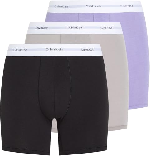Calvin Klein Herren 3er Pack Boxershorts Briefs mit Logobund, Mehrfarbig (Black, Ash, Lilac Quartz), S von Calvin Klein