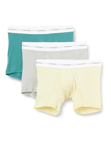 Calvin Klein Herren 3er Pack Boxershorts Briefs mit Logobund, Mehrfarbig (Garden Glade, Gr Heather, Lively Tl), M von Calvin Klein