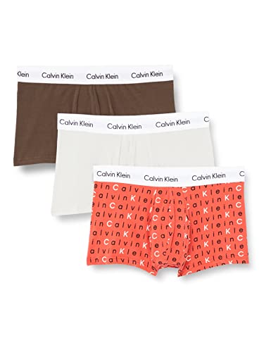 Calvin Klein Herren 3er Pack Boxershorts Low Rise Trunks Baumwolle mit Stretch, Mehrfarbig (Sd Lg Pr_Cl Mln,Gx Gy,Br Bt W/Wh Wb), M von Calvin Klein