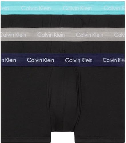 Calvin Klein Herren 3er Pack Boxershorts Low Rise Trunks Baumwolle mit Stretch, Schwarz (B- Cool Wtr/Gry Sand/Evn Bl Wbs), L von Calvin Klein
