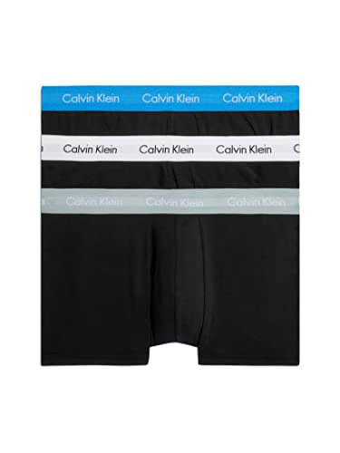 Calvin Klein Herren 3er Pack Boxershorts Low Rise Trunks Baumwolle mit Stretch, Schwarz (B-Grey Heather/Wht/Palace Blue Wb), S von Calvin Klein