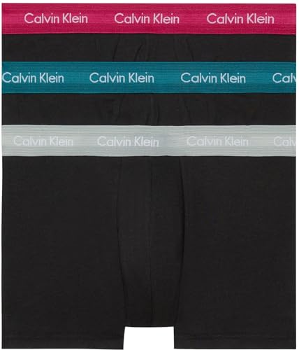 Calvin Klein Herren 3er Pack Boxershorts Low Rise Trunks Baumwolle mit Stretch, Schwarz (B- Gry Htr/Chesapeake Bay/Jwl Wbs), L von Calvin Klein