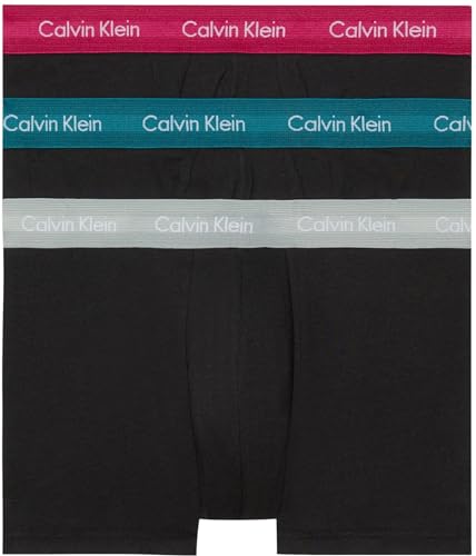 Calvin Klein Herren 3er Pack Boxershorts Low Rise Trunks Baumwolle mit Stretch, Schwarz (B- Gry Htr/Chesapeake Bay/Jwl Wbs), S von Calvin Klein